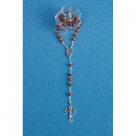 Chapelet Lourdes en bois palissandre, avec boîte