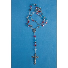 Chapelet Lourdes en verre bleu