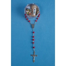 Chapelet bois de rose avec eau de Lourdes