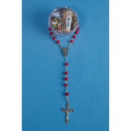 Chapelet bois de rose avec eau de Lourdes