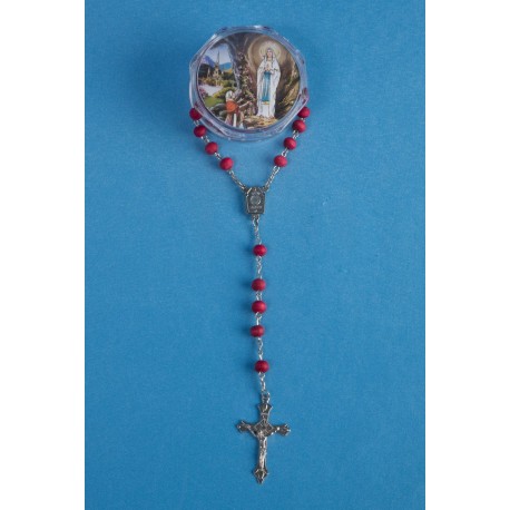 Chapelet bois de rose avec eau de Lourdes