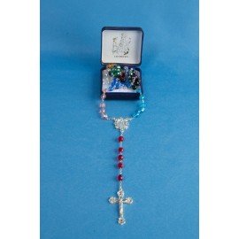 Chapelet Lourdes verre multicouleurs