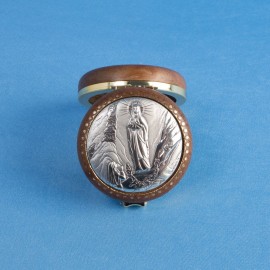 Boîte bois et métal argenté Lourdes