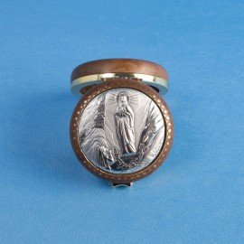 Boîte bois et métal argenté Lourdes