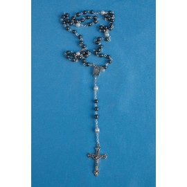 Chapelet hématite avec eau de Lourdes