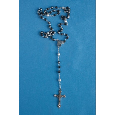 Chapelet hématite avec eau de Lourdes
