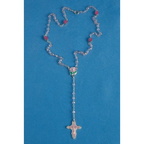Chapelet Lourdes en verre biseauté