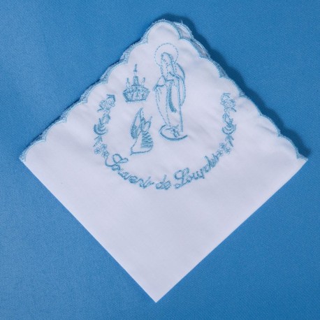 Mouchoir brodé Lourdes